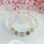 運命を照らす光𓂃グラファイトインクォーツとグリーンルチル、ルチルクォーツの開運ブレスレット