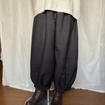 着物リメイク　かぼちゃパンツ　ワイド　もんぺ風　裾タック　シルク　格子柄