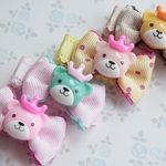 王冠くまちゃん☆リボンのヘアクリップ（送料無料）