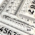 送料無料【B51コラージュ素材】海外シリコンスタンプ　数字　定規　英字　チケット　ジャンクジャーナル　ヴィンテージ 