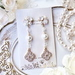 White Rose & ジルコニアフラワー ビジュー ピアス/イヤリング