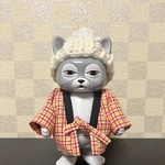 ニャンコ用　半纏(はんてん) イエロー✖️レッド　チェック　　