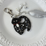 黒猫とお魚      カバンチャーム/ビーズ刺繍