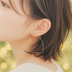 【とっても軽い】 大ぶりハートフープピアス 14kgf つけっぱなし