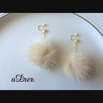 ❤︎18【再入荷】 ふわふわミンクファーのイヤリング ノンホールピアス no.081