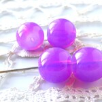 ぽわん　パープル　チェコビーズCzech Glass Beads4個