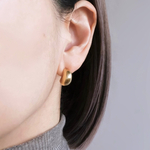 Half Moon ALLサージカルステンレス ぽってりピアス （ゴールドorシルバー）金属アレルギー対応 ピアス  サージカルステンレス 人気 フォーマル シンプル 