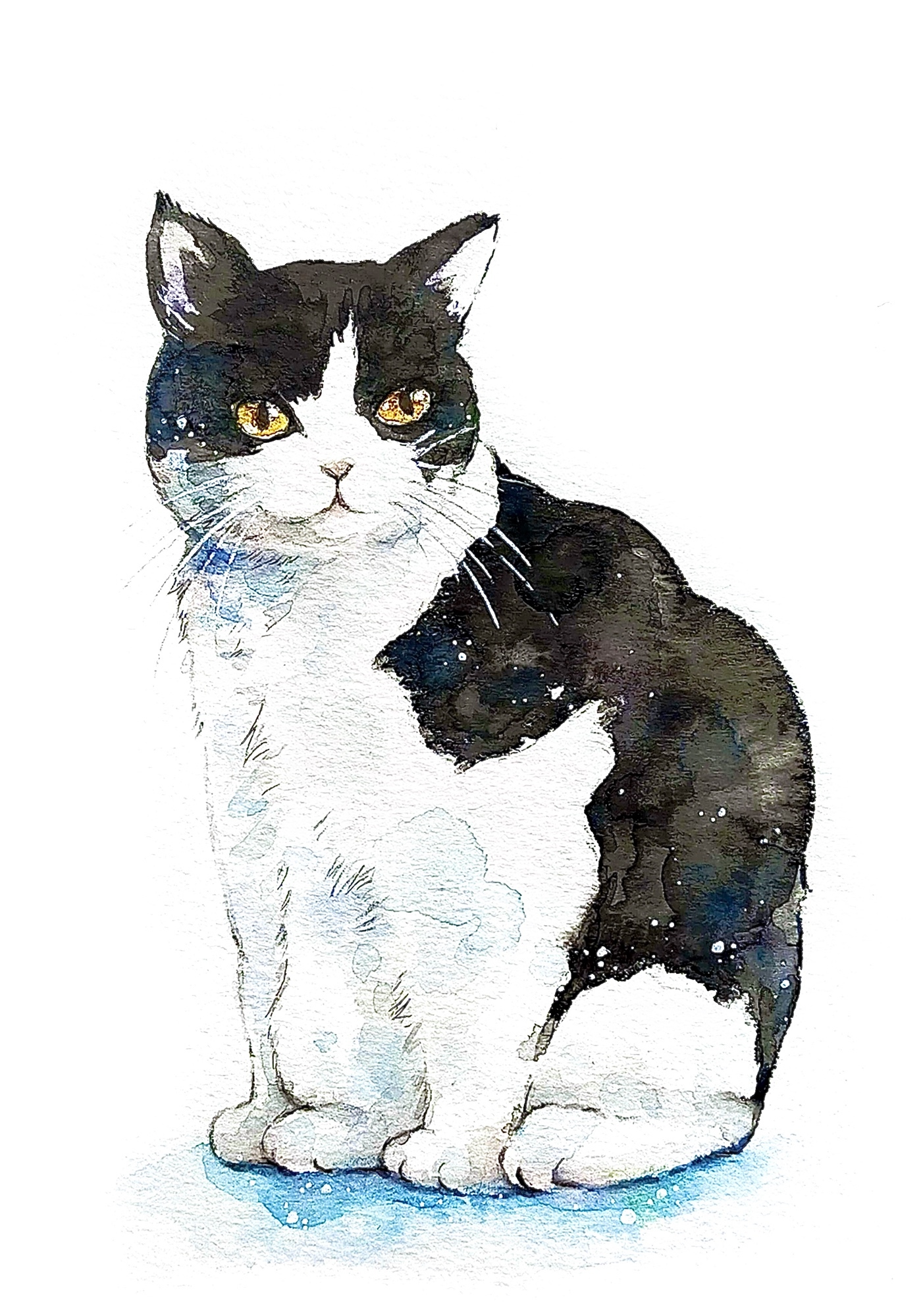 原画】 黄金の瞳の猫 - 動物水彩イラスト MUTSUKI watercolor | minne
