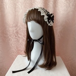 受注 編み上げヘッドドレス  黒×オフ白