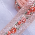実物のお色味と違う場合があります] インド刺繍リボン　花　インド刺繍　スパンコール　刺繍リボン　リボン　りぼん　シルバー