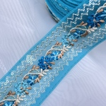 実物のお色味と違う場合があります] インド刺繍リボン　花　インド刺繍　スパンコール　刺繍リボン　リボン　りぼん　シルバー