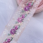 実物のお色味と違う場合があります] インド刺繍リボン　花　インド刺繍　スパンコール　刺繍リボン　リボン　りぼん　シルバー
