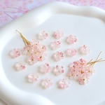 オリジナル作品★桜　桃の花　梅　日々草　お花のアセテートパーツ　ピンクグリッターグラデーション