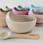 シリコンボウルとスプーンセット　吸盤　名入れ無料　出産祝い　シリコン食器　ベビー食器