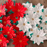 ポインセチア　花　折り紙　ハンドメイド　壁面飾り　クリスマス　冬