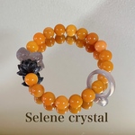 グレー瑪瑙　寝大仏様　蓮　ビルマイエロー　ブレスレット　Selene crystal