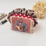 クラシックレトロ♪ソーイングガールの大きめフリルポーチ(パッチ)