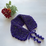 ☆つけ襟風ミニマフラー♪カラフルバイオレット系（ゆったり襟元サイズ）♪ハンドメイド☆【つけ襟/ミニマフラー/ネックウォーマー】