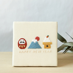 小さな刺繍パネル《お正月》