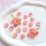 オリジナル作品★桜　桃の花　梅　日々草　お花のアセテートパーツ　ゴールドピンクグラデーション