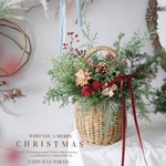 NEW【生花】Xmas Green バスケットアレンジ  