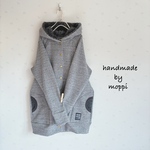 ★ふわもこ前開きパーカー★チャコールグレー杢×ブラックグレー杢ボア