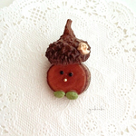 ドングリ帽子のウッドさんブローチ♡