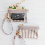 mini キーケース    stripe   キーポーチ　キーケース   パスケース　スマートキーケース、カードキーケース、ラミネート生地で丈夫*°