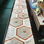   正絹袋帯  銀芽松花菱亀甲文様