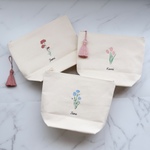 お花15種＼フラワー刺繍ポーチ／マチありポーチ タッセルありなし選べます