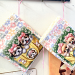 ピンクリボン＆good luck ポメちゃんとシーズーちゃんの可愛い笑顔＆イエロートートパネル柄/巾着ポーチ/うさちゃんぬいぐるみ