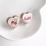 小さな刺繍のハートのケーキ/ tiny heart -sponge- (pierce,earring)