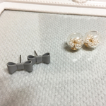 再々販☆新作  ガラスドーム リボンピアス 