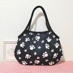 グラニーバッグ（肉球 足跡＊ブラック）