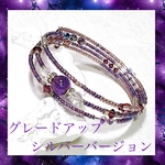 💜Thanks100💜［再販21］湘南海岸からの贈り物🎁〜　アメジスト　3連　ワイヤー　ブレスレッド　パープル　誕生石　天然石　スワロフスキー　紫　プレゼント　#アメジスト　#アメシスト