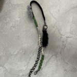 《m09074840様専用》⭐︎2way⭐︎【パールビーズ&レース付】パラコードスマホショルダー（ブラック×グレー×グラスグリーン）レース追加