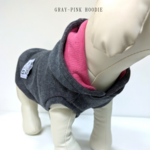 ★完成品★犬服 パーカー 【グレー & ピンク フーディー】