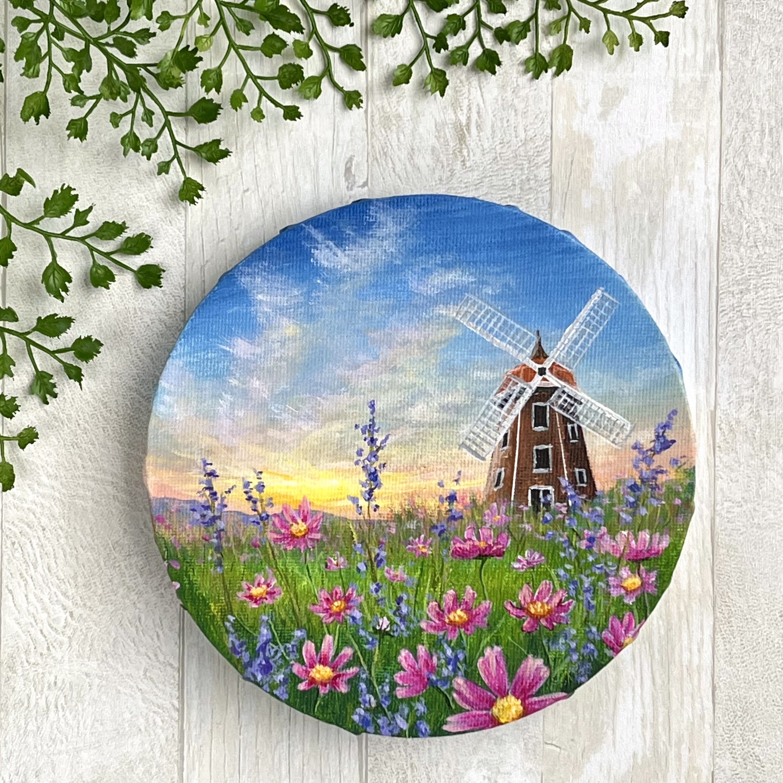 アクリル画《原画》 ✴︎ 夕焼けのコスモス✴︎ - Loncheka