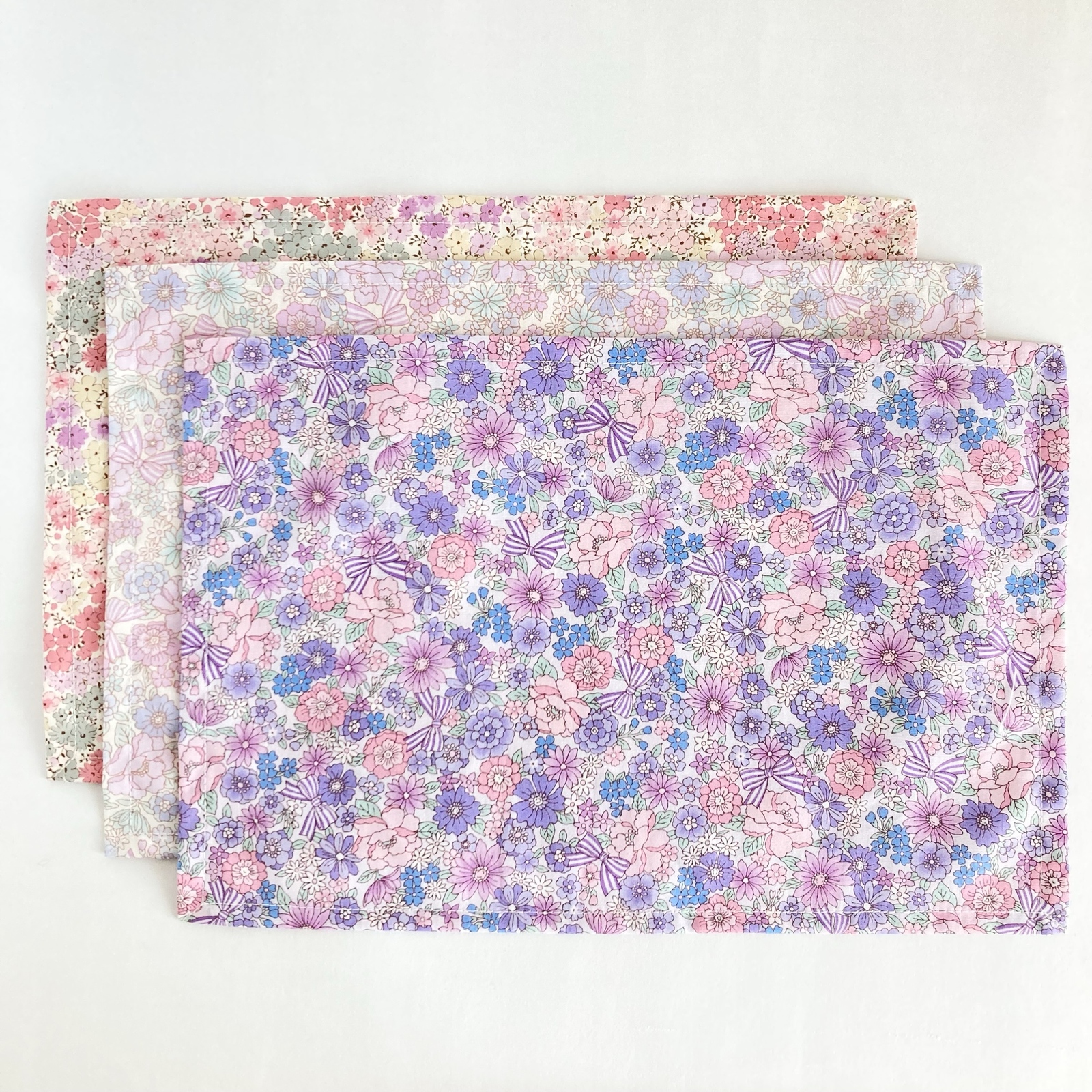 特集掲載】40×50 ランチョンマット2枚セット チェック柄 水色と紺色