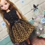 リカちゃん服ワンピース　〜黒×ヒョウ〜