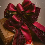 1点のみ　3種リボンのクラシックボリュームリボン／紫フロッキーが主役　クリスマスツリー　クリスマスリース　ツリートップ