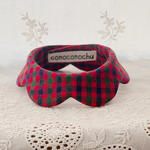 猫の付け衿首輪「ハウスチェック（レッド）」