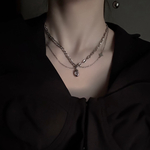 【 romantic glass necklace】💎ジルコニアチャームのステンレスチェーンネックレス