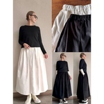 RATA❤️2色有❤️長さ選べる❤️柔らかコーデュロイ❤️スッキリ腰回りロングスカート❤️BLACK＆WHITE