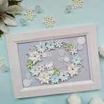 雪の結晶とシロクマのフレーム飾り＊ちりめんつまみ細工