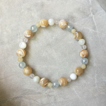 ベージュマザーオブパール × アラゴナイト / 天然石ブレスレット