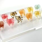 歯　ピアス　揺れない　マーブル　小ぶり　レオパード　アニマル　レジン　金属アレルギー対応　プレゼント　ギフト　クリスマス　サージカルステンレス　冬