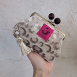 フラックス　ミニ財布．ポーチ（リネン）アニマル