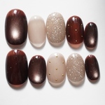 ネイルチップ⌇no.27 Bordeaux magnet  秋ネイル　ボルドー　マグネットネイル ラメ フラッシュネイル