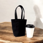 【保温保冷】テイクアウトドリンク用　ミニバッグ　★タンブラーやスープジャーの持ち歩きにも　帆布(黒)